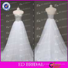 2017 ED Bridal Real Sample Crystal Beaded Tulle A-Line Vestido de casamento de estilo coreano